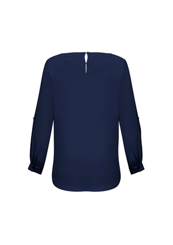 Madison Womens Boatneck Top Midnight Blue back view