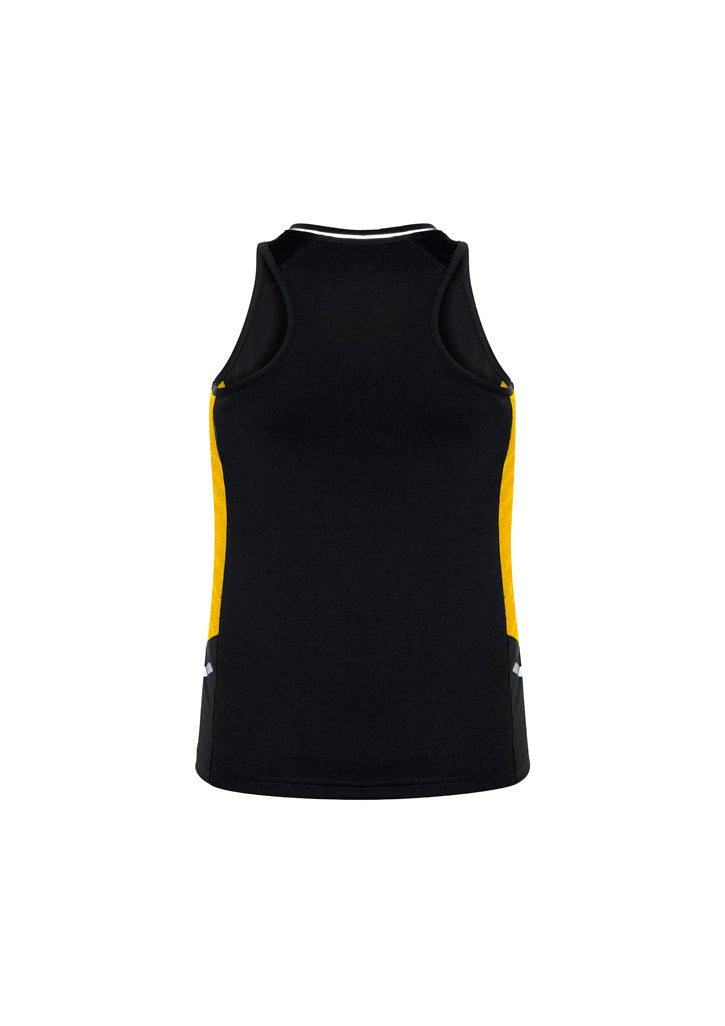 Renegade Womens Singlet Black/Gold/Silver back view