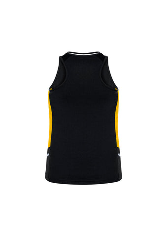 Renegade Womens Singlet Black/Gold/Silver back view