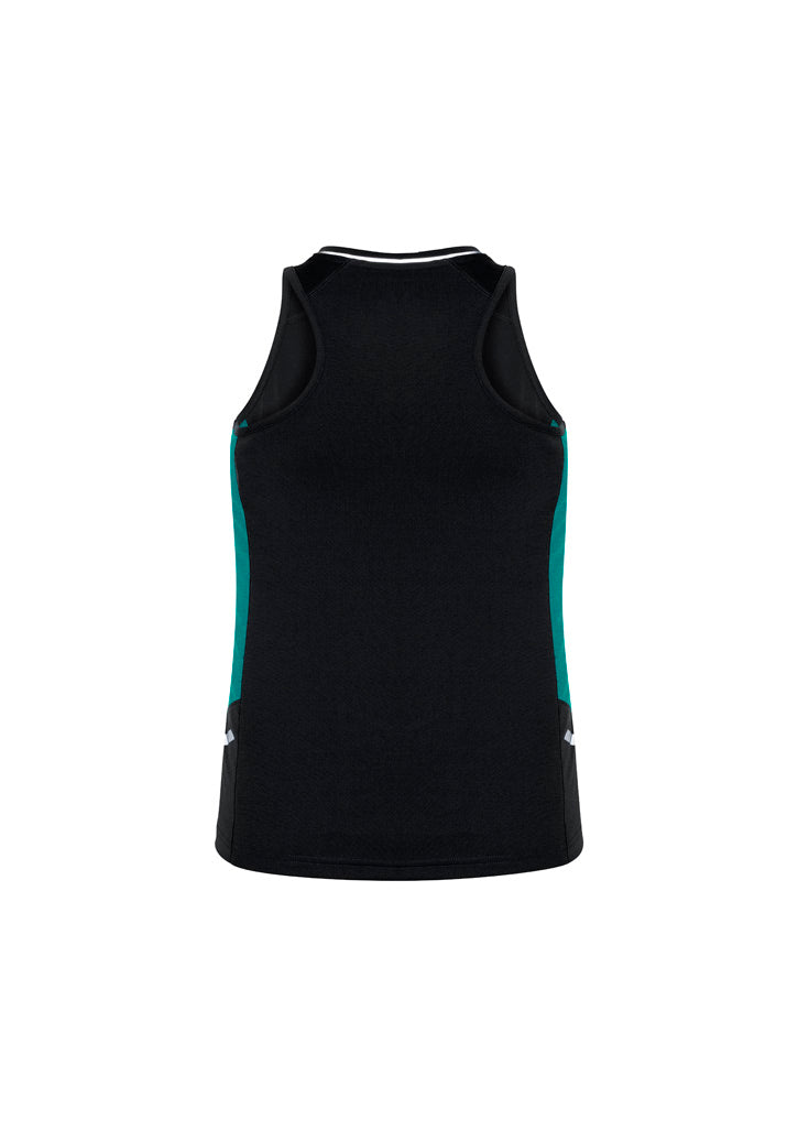 Renegade Womens Singlet Black/Teal/Silver back view