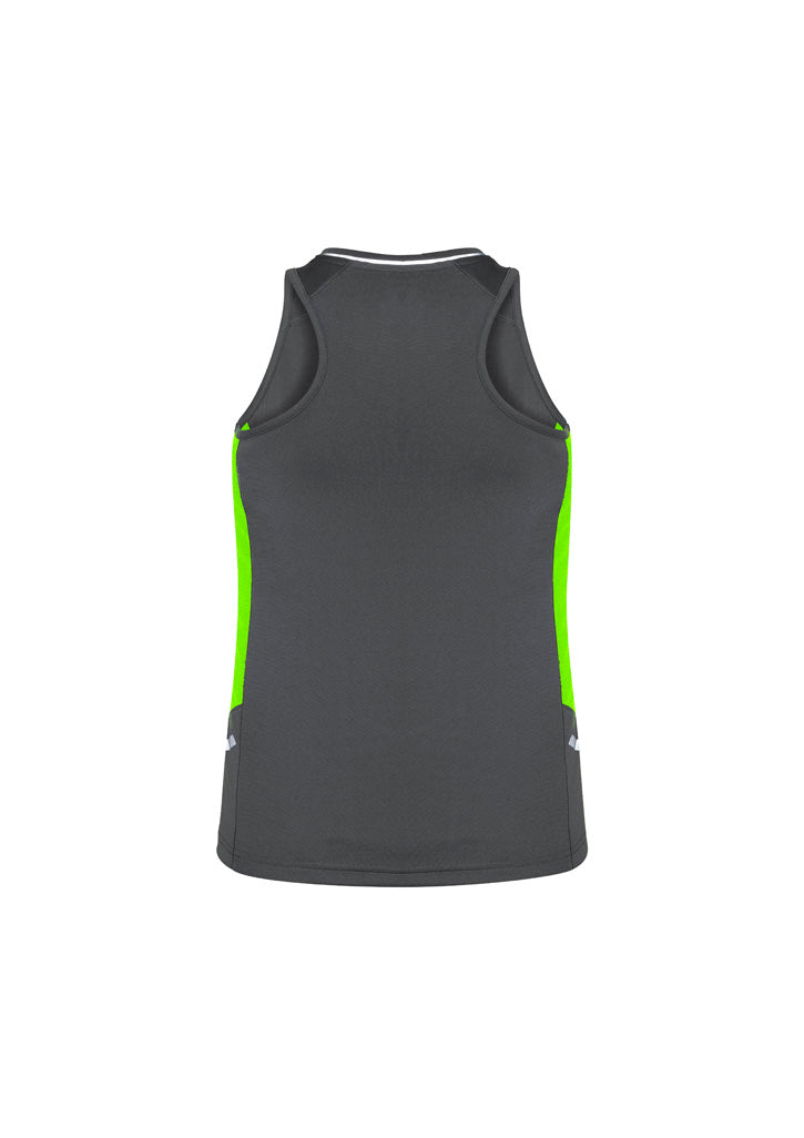 Renegade Womens Singlet Grey/Fluoro Lime/Silver back view