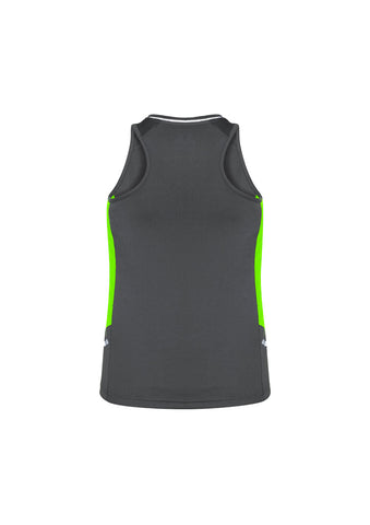 Renegade Womens Singlet Grey/Fluoro Lime/Silver back view