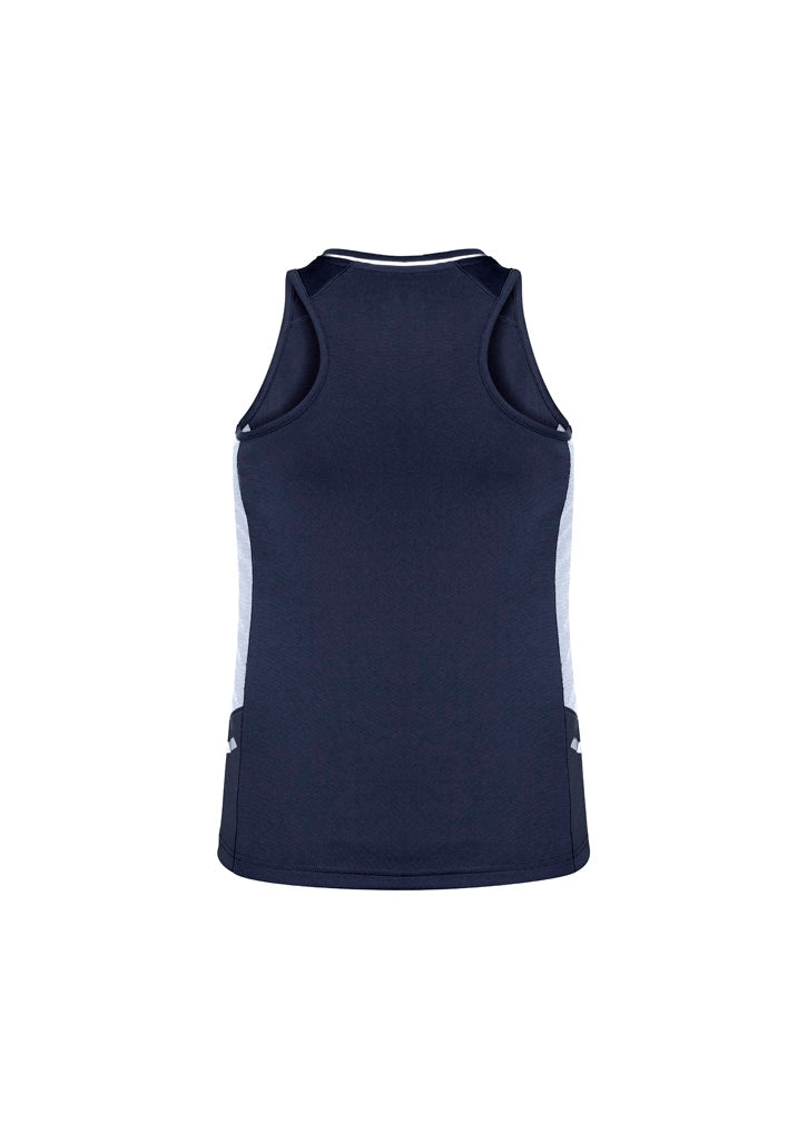 Renegade Womens Singlet Navy/White/Silver back view