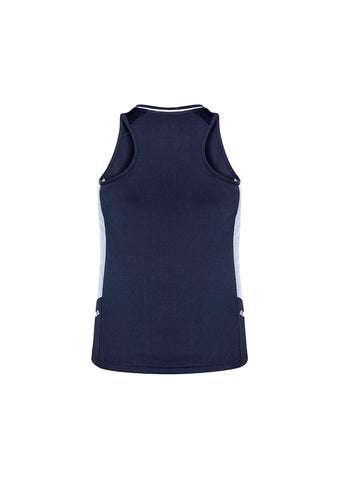 Renegade Womens Singlet Navy/White/Silver back view