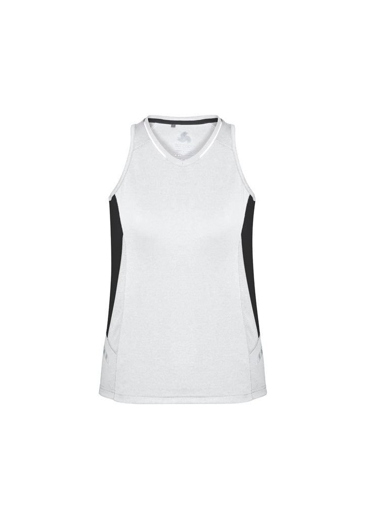 Renegade Womens Singlet White/Black/Silver front view