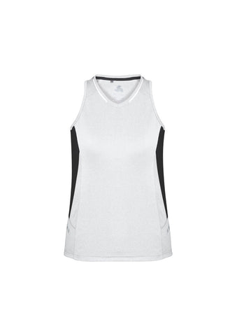 Renegade Womens Singlet White/Black/Silver front view