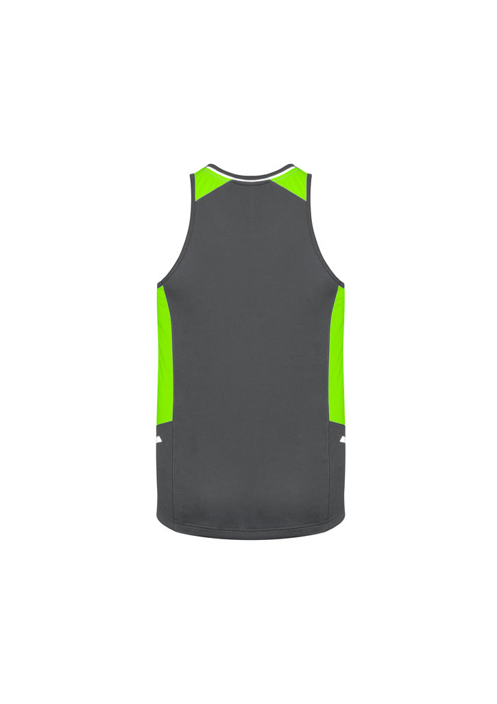 Renegade Mens Singlet Grey/Fluoro Lime/Silver back view