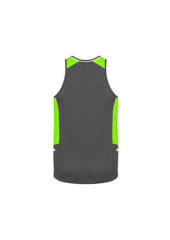 Renegade Mens Singlet Grey/Fluoro Lime/Silver back view