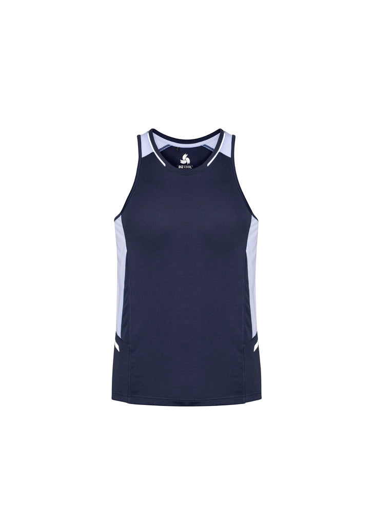 Renegade Mens Singlet Navy/White/Silver front view