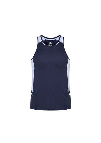 Renegade Mens Singlet Navy/White/Silver front view