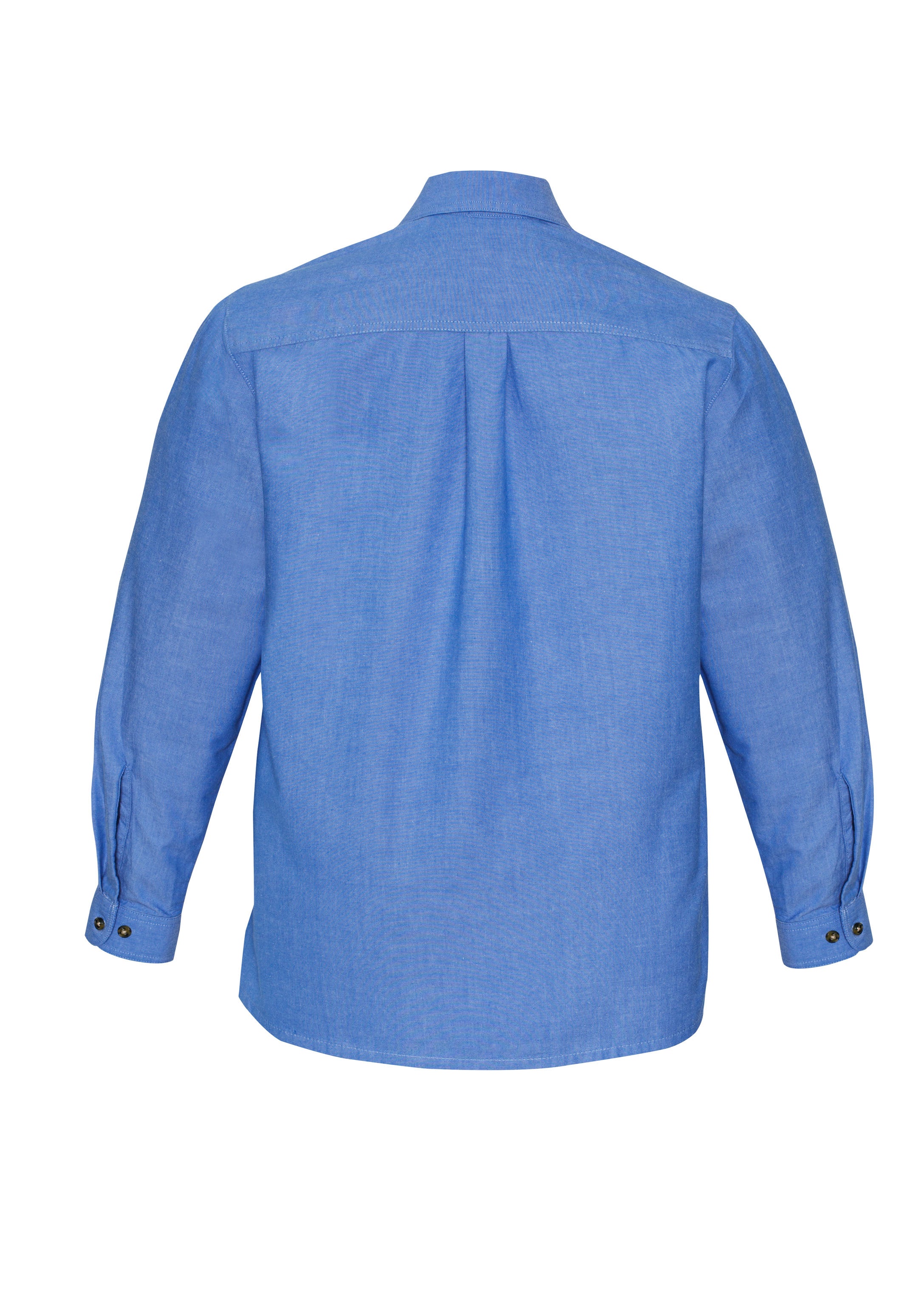 Chambray Mens Long Sleeve Shirt Chambray Blue back view