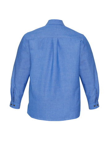 Chambray Mens Long Sleeve Shirt Chambray Blue back view