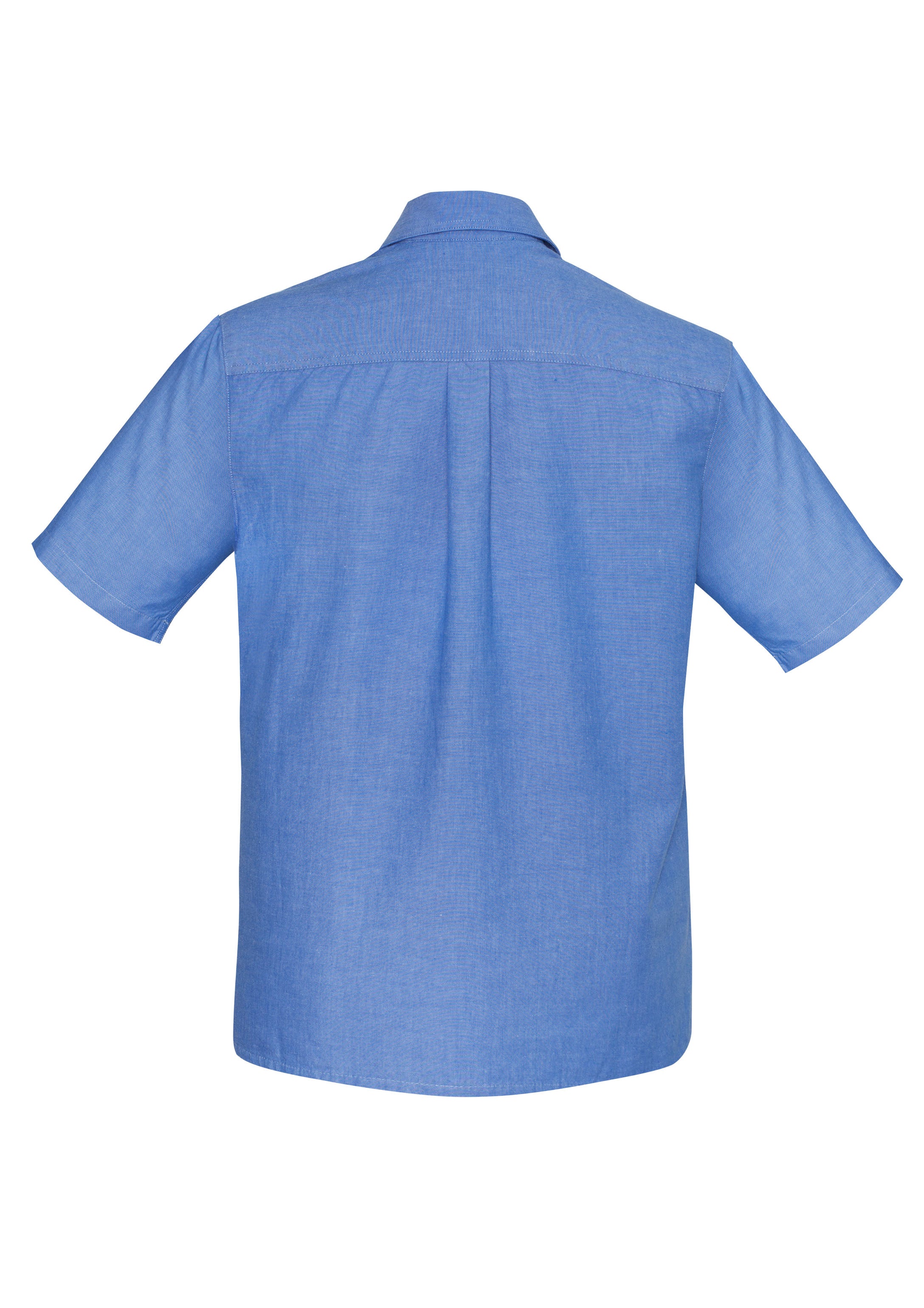 Chambray Mens Short Sleeve Shirt Chambray Blue back view