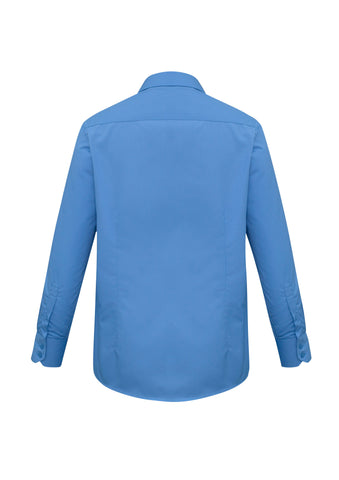 Metro Mens Long Sleeve Shirt Mid Blue back view