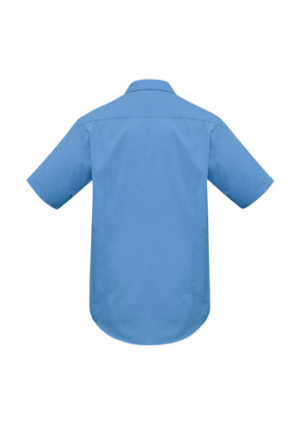 Metro Mens Short Sleeve Shirt Mid Blue back view