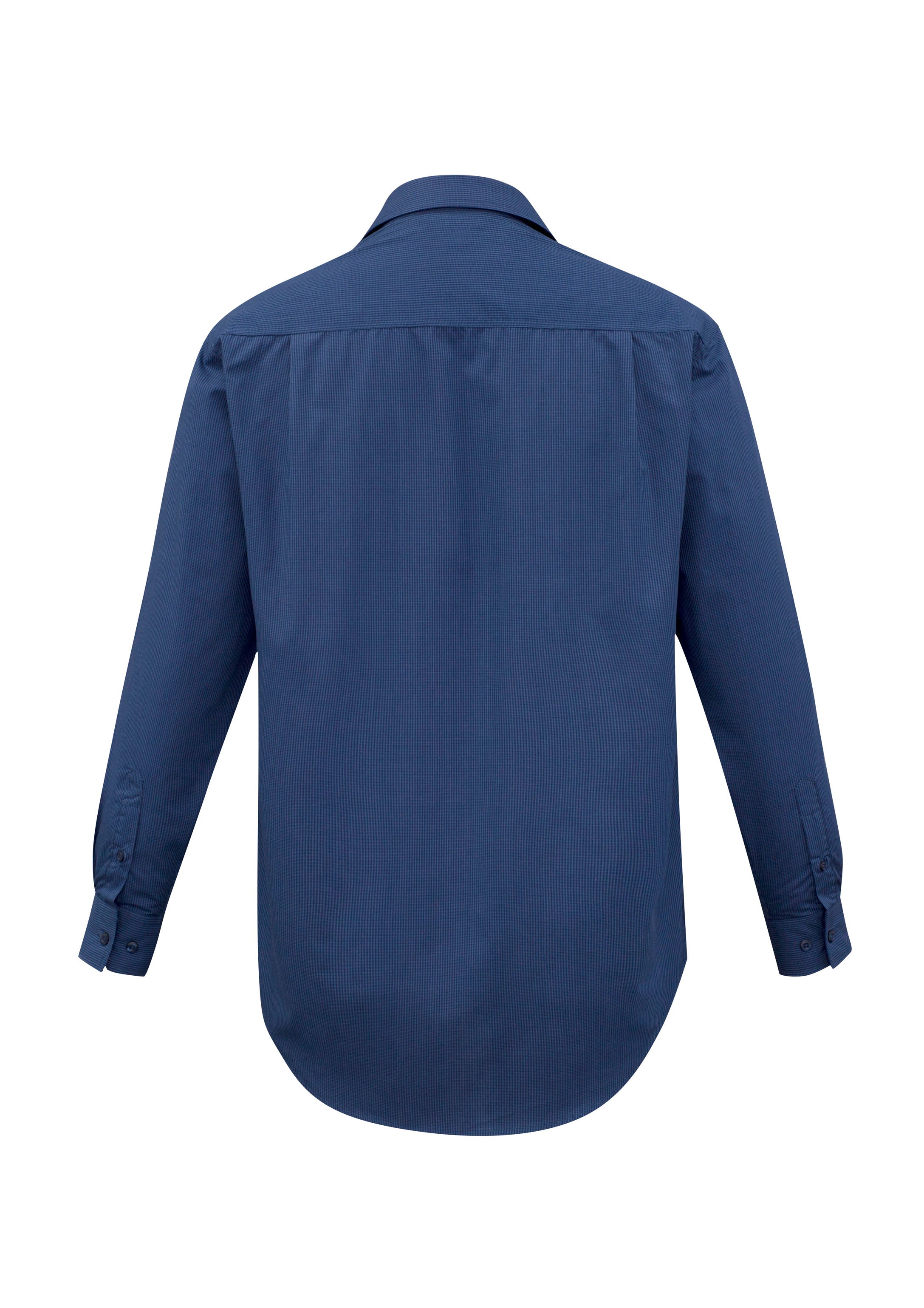 Micro Mens Check Long Sleeve Shirt Navy back view