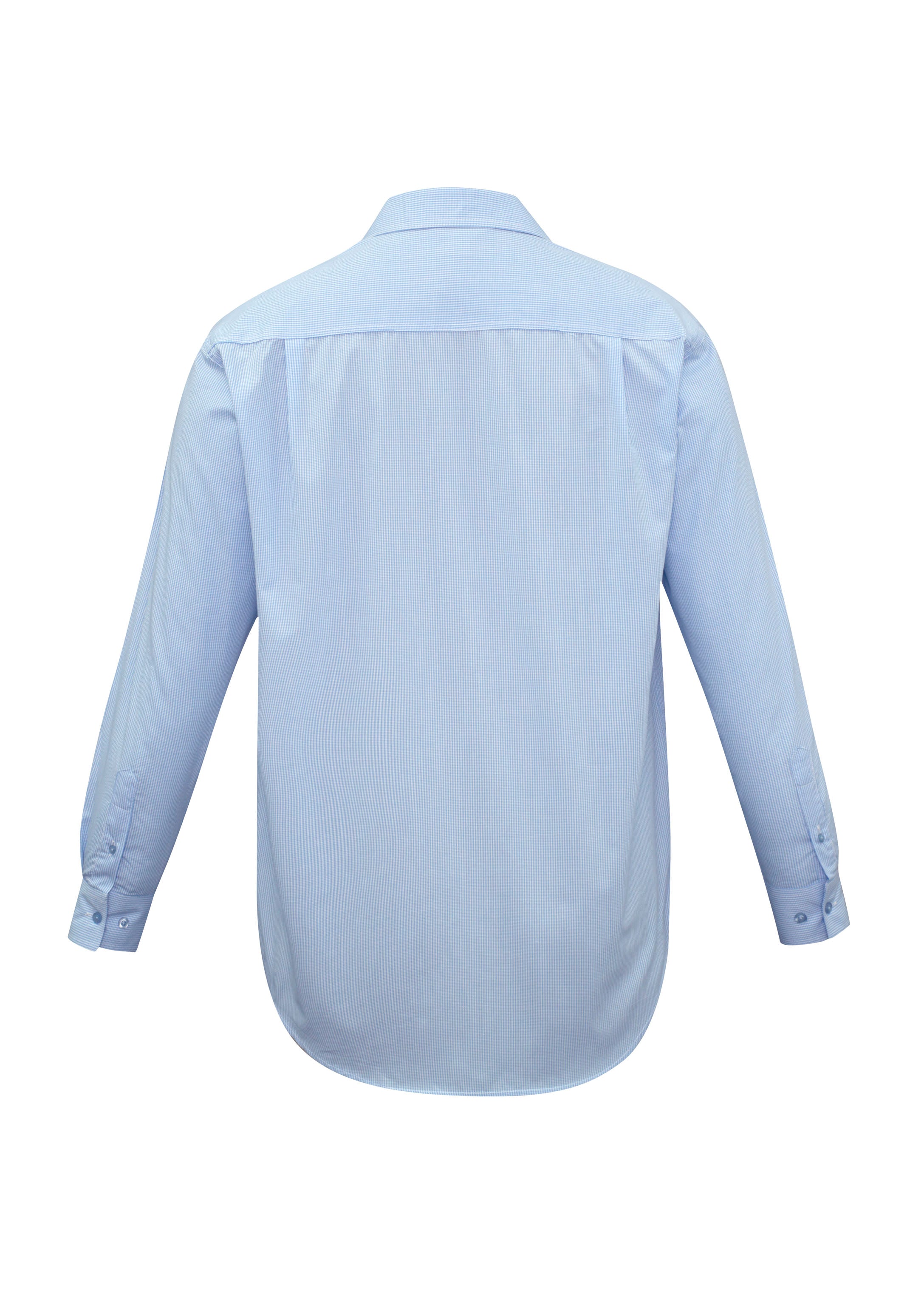 Micro Mens Check Long Sleeve Shirt Sky back view