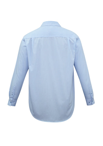 Micro Mens Check Long Sleeve Shirt Sky back view