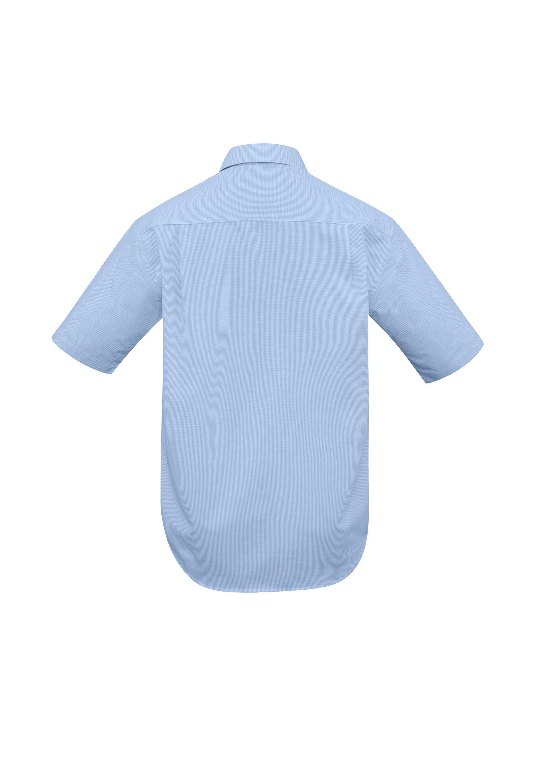 Micro Mens Check Short Sleeve Shirt Sky back view