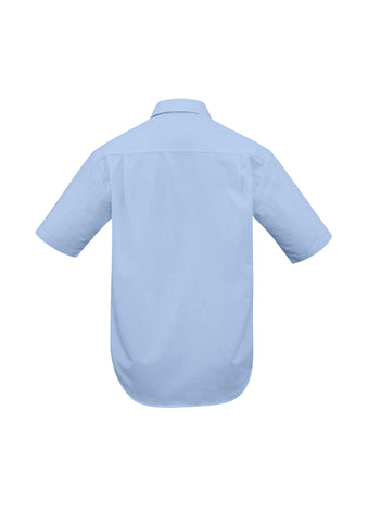 Micro Mens Check Short Sleeve Shirt Sky back view