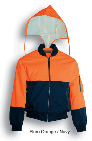 Unisex Adults Hi-Vis Flying Jacket (Lined) in Orange/Navy