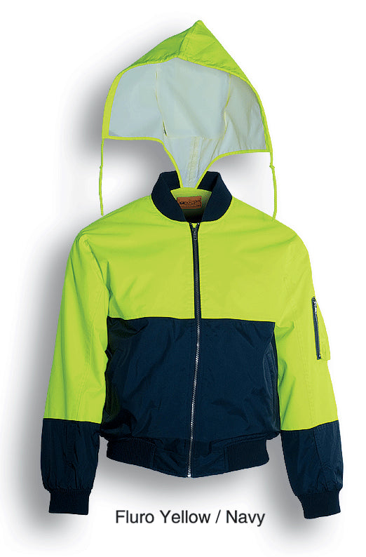 Unisex Adults Hi-Vis Flying Jacket (Lined) in Yellow/Navy