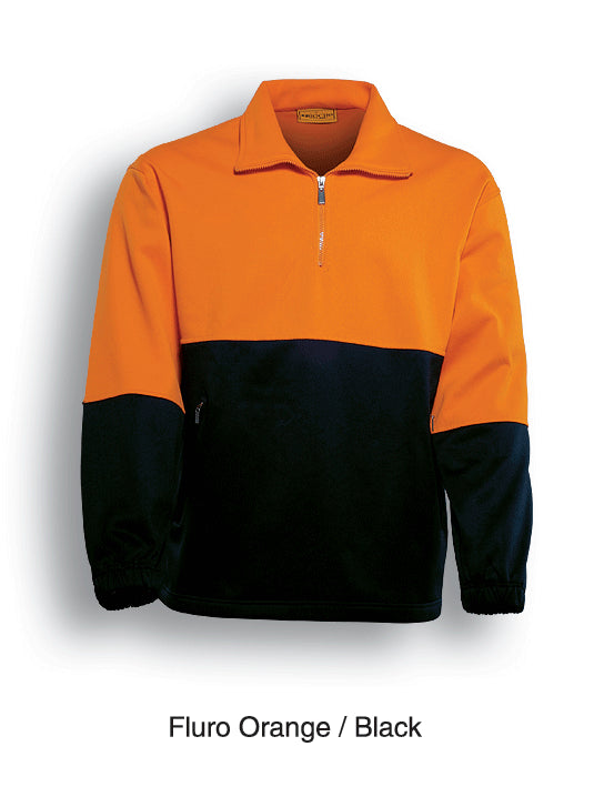 Unisex Adults Hi-Vis 1/2 Zip Fleece in Orange/Black