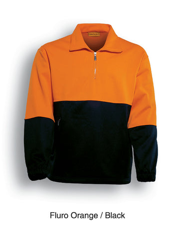 Unisex Adults Hi-Vis 1/2 Zip Fleece in Orange/Black