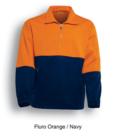 Unisex Adults Hi-Vis 1/2 Zip Fleece in Orange/Navy
