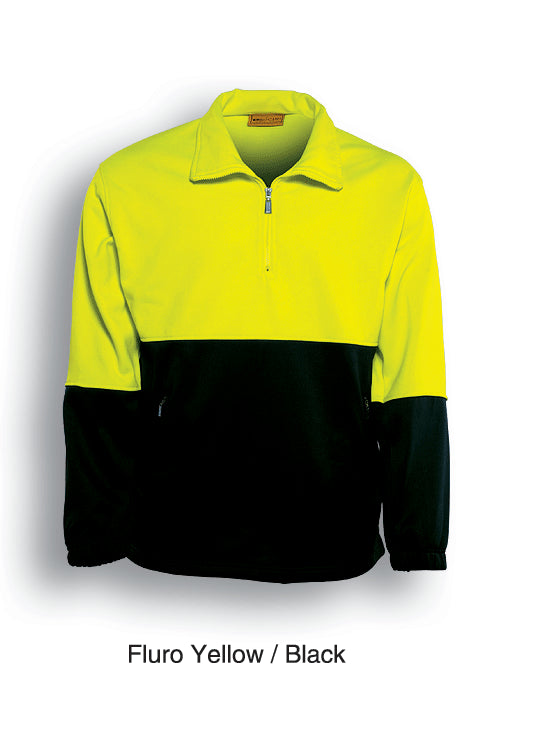 Unisex Adults Hi-Vis 1/2 Zip Fleece in Yellow/Black