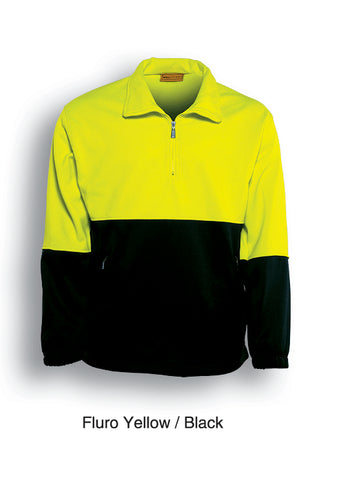 Unisex Adults Hi-Vis 1/2 Zip Fleece in Yellow/Black