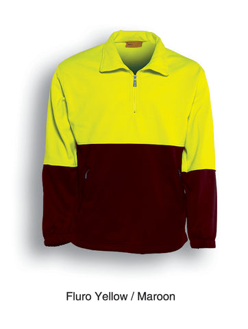 Unisex Adults Hi-Vis 1/2 Zip Fleece in Yellow/Maroon