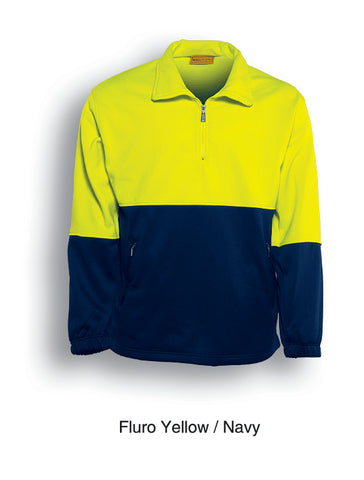 Unisex Adults Hi-Vis 1/2 Zip Fleece in Yellow/Navy