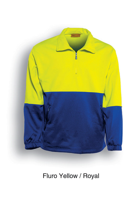Unisex Adults Hi-Vis 1/2 Zip Fleece in Yellow/Royal