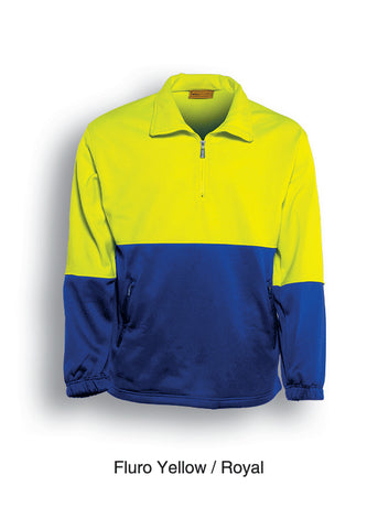 Unisex Adults Hi-Vis 1/2 Zip Fleece in Yellow/Royal