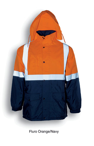 Unisex Adults Hi-Vis Polar Fleece Lined Jacket With Reflective Tape in Orange/Navy