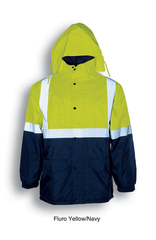 Unisex Adults Hi-Vis Polar Fleece Lined Jacket With Reflective Tape in Yellow/Navy