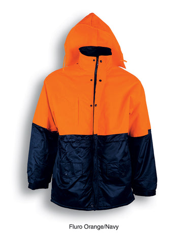 Unisex Adults Hi-Vis Polar Fleece Lined Jacket in Orange/Navy