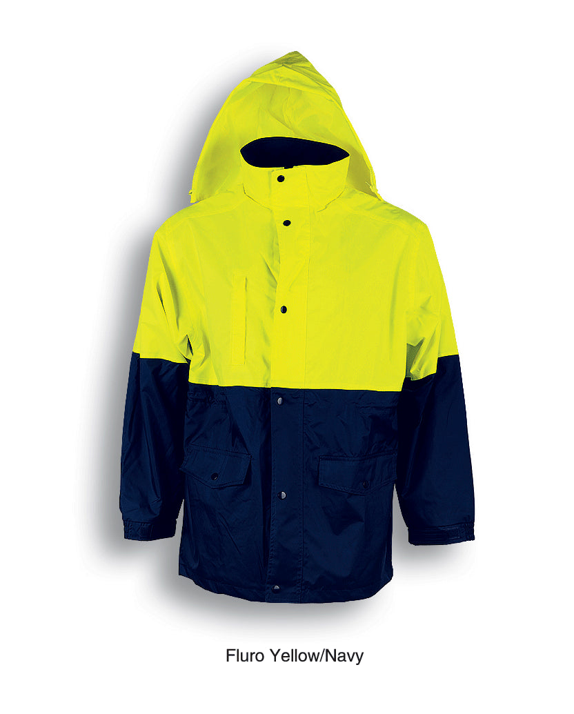 Unisex Adults Hi-Vis Polar Fleece Lined Jacket in Yellow/Navy