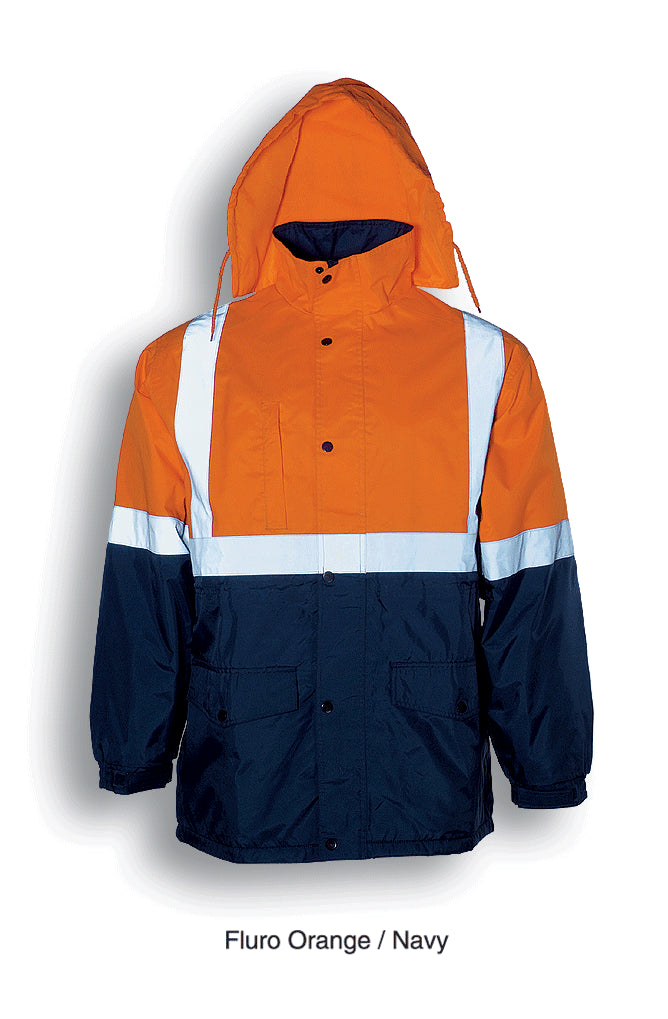 Unisex Adults Hi-Vis Mesh Lining Jacket With Reflective Tape in Orange/Navy