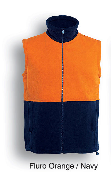 Unisex Adults Hi-Vis Polar Fleece Vest in Orange/Navy