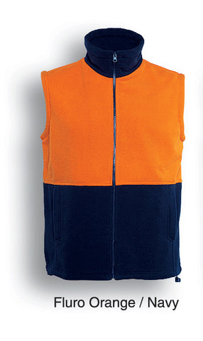 Unisex Adults Hi-Vis Polar Fleece Vest in Orange/Navy