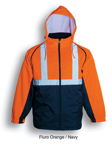 Unisex Adults Hi-Vis 3 In 1 Jacket With Reflective tape in Orange/Navy