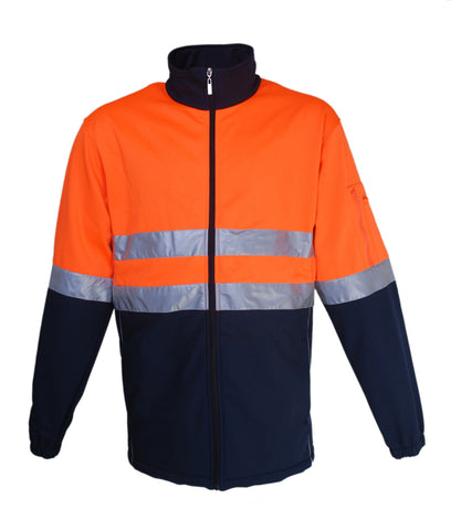 Unisex Adults Hi-Vis Soft Shell Jacket With Reflective Tape in Orange/Navy