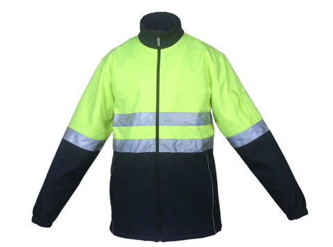 Unisex Adults Hi-Vis Soft Shell Jacket With Reflective Tape in Yellow/Navy