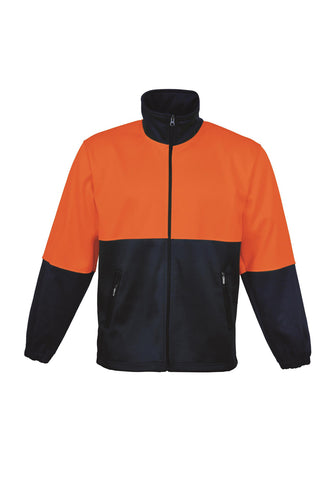 Unisex Adults Hi-Vis Full Zip Fleece in Orange/Navy