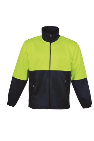 Unisex Adults Hi-Vis Full Zip Fleece in Yellow/Navy