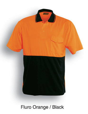 Unisex Adults Hi-Vis Safety Polo - Short Sleeve in Orange/Black