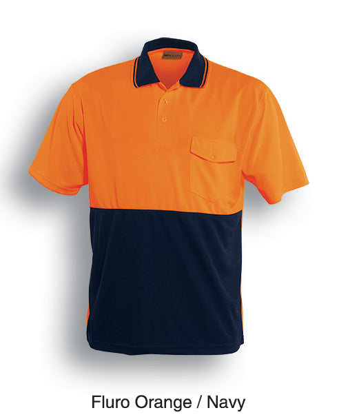 Unisex Adults Hi-Vis Safety Polo - Short Sleeve in Orange/Navy