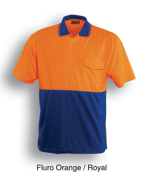 Unisex Adults Hi-Vis Safety Polo - Short Sleeve in Orange/Royal